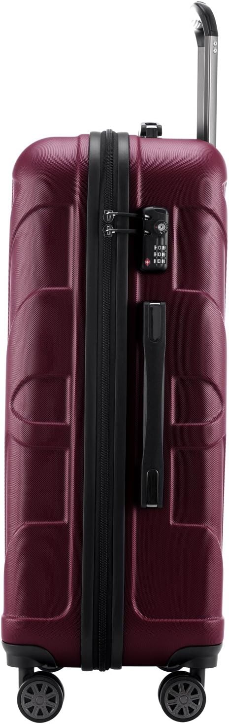 Suitline Kofferset 3 delig ABS harde schaal handbagage 55 cm middel 66 cm groot 76 cm uitbreidbaar met TSA slot 4 dubbele wielen telescopische handgreep, Bourgondië
