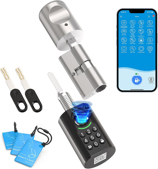 WELOCK T71 Deurslot, vingerafdruk, elektronisch deurslot, code, met RFID-kaart, app, wifi, vingerafdrukslot, huisdeur, IP65, slim deurslot, sluitcilinder voor deuren van 50-100 mm, Smart Lock