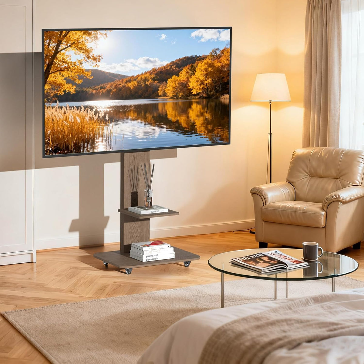Oprolbare Tv Standaard – Tv Statief – Televisiestandaard – Schermstandaard – Tv Steun – Flexibele Plaatsing – Geschikt Voor Thuis En Kantoor