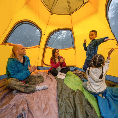 KAZOO Outdoor campingtent voor het hele gezin, duurzame waterdichte campingtent, eenvoudige installatie, tent voor twee personen, zonwering voor 2/3/4 personen