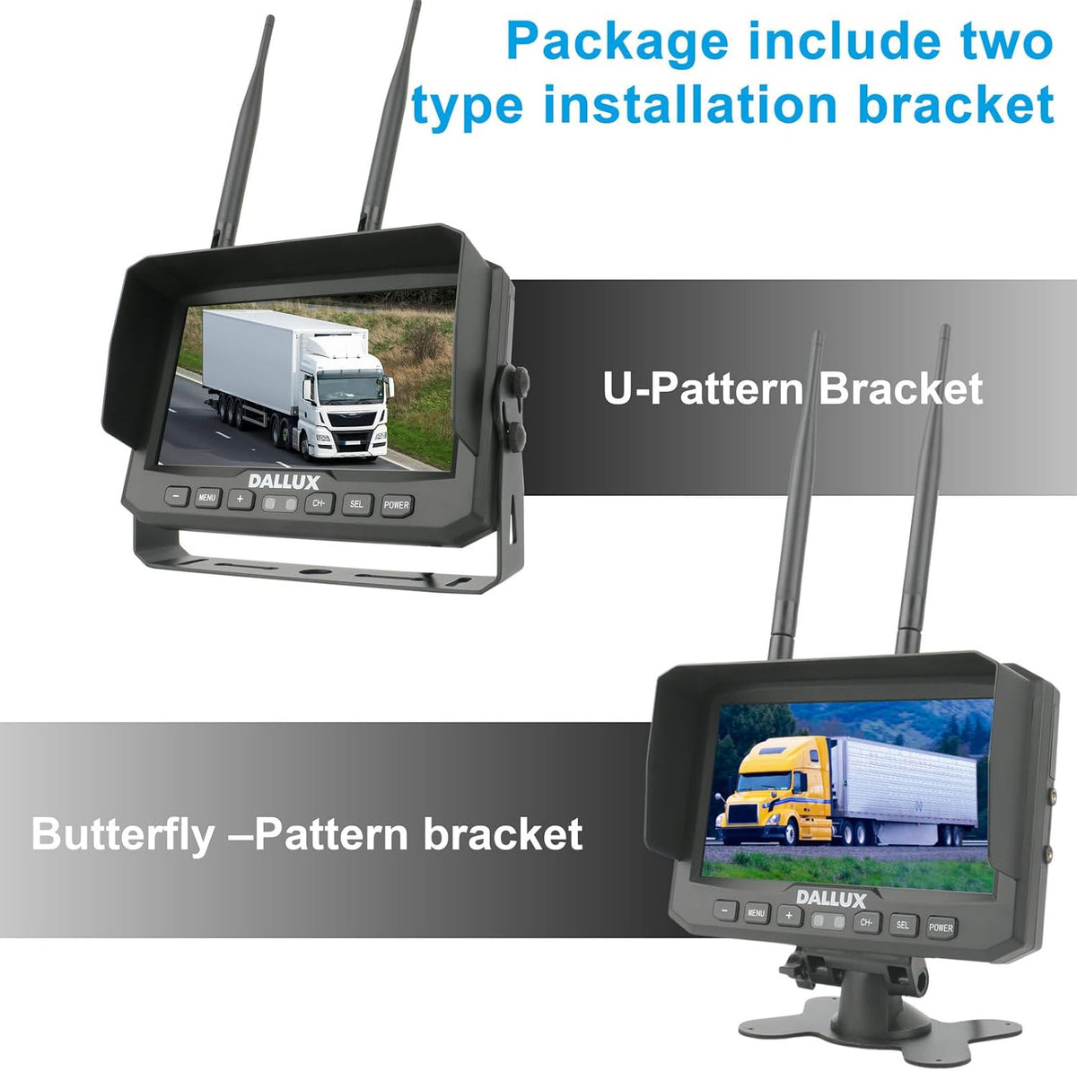 Draadloze Omkeren Camera Kit met 7 inch DVR Monitor voor zware voertuigen/Pickup/trucks/trailers/bussen/bestelwagen/RV campers/landbouw met 1080 P Nachtzicht Stabiele Signaal Achteruitkijkspiegel IP69K Backup Camera