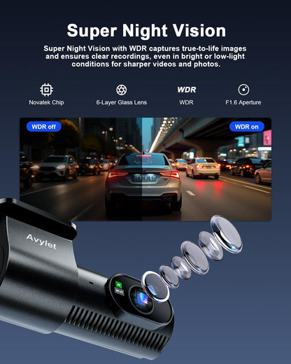 Dubbele dashcam voor en achter – Dashcam – Autocamera – Dashboardcamera – Car camera – 4K + 1080P opname – 5 GHz wifi en app bediening