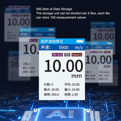 Digitale diktemeter met sonde, elektrische diktemeter, ultrasone diktemeter voor glazen buis, metaal, keramiek