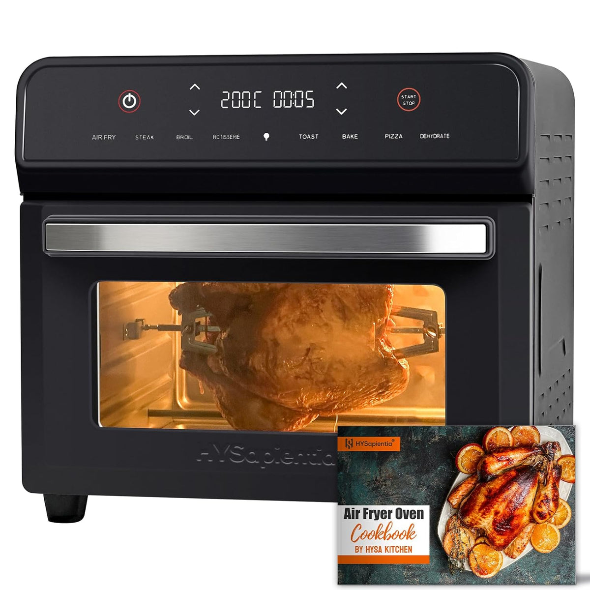 HYSapientia® 24L heteluchtfriteuse XXL, mini-oven met convectie 1800 W, mini-oven mini-oven met digitaal led-touchscreen, heteluchtoven 8 programma's, pizzaoven, airfryer XXL