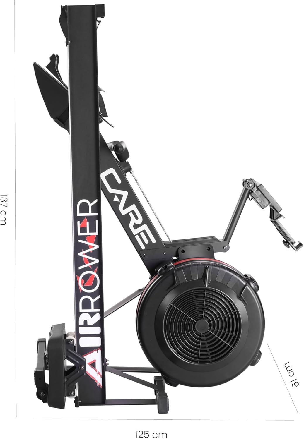 Care Fitness - Rowing Machine - Air Rower - Central Chain Puller - Air Brake System - 10 Adjustable Resistance Levels - Advanced Features - QUORE