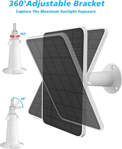 Zonnepaneellader compatibel met Arlo Ultra/Ultra 2/Pro 3/Pro 4/Pro 3 schijnwerper beveiligingscamera, 5V 4W zonnepanelen opladen IP65 weerbestendig met 10ft oplaadkabel verstelbare wandmontage, 4