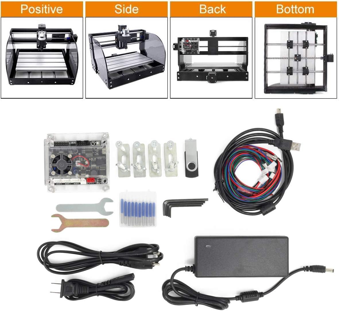RATTMMOTOR CNC freesmachine 3018-Pro Max, 3 assen, CNC-frees-/graveermachine, GRBL besturing, 420 x 350 x 270 mm, ER11 voor PVC, PCB, houtsnijwerk, doe-het-zelf graveermachine