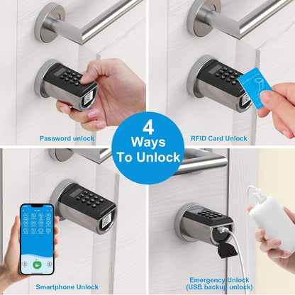 WELOCK Smart Elektronisch Deurslot Wifi Wachtwoordondersteuning, RFID-kaart, Bluetooth APP Deurslot, Afstandsontgrendeling voor thuis, Laag energieverbruik, IP44, Waterdichte Siliconen Cover