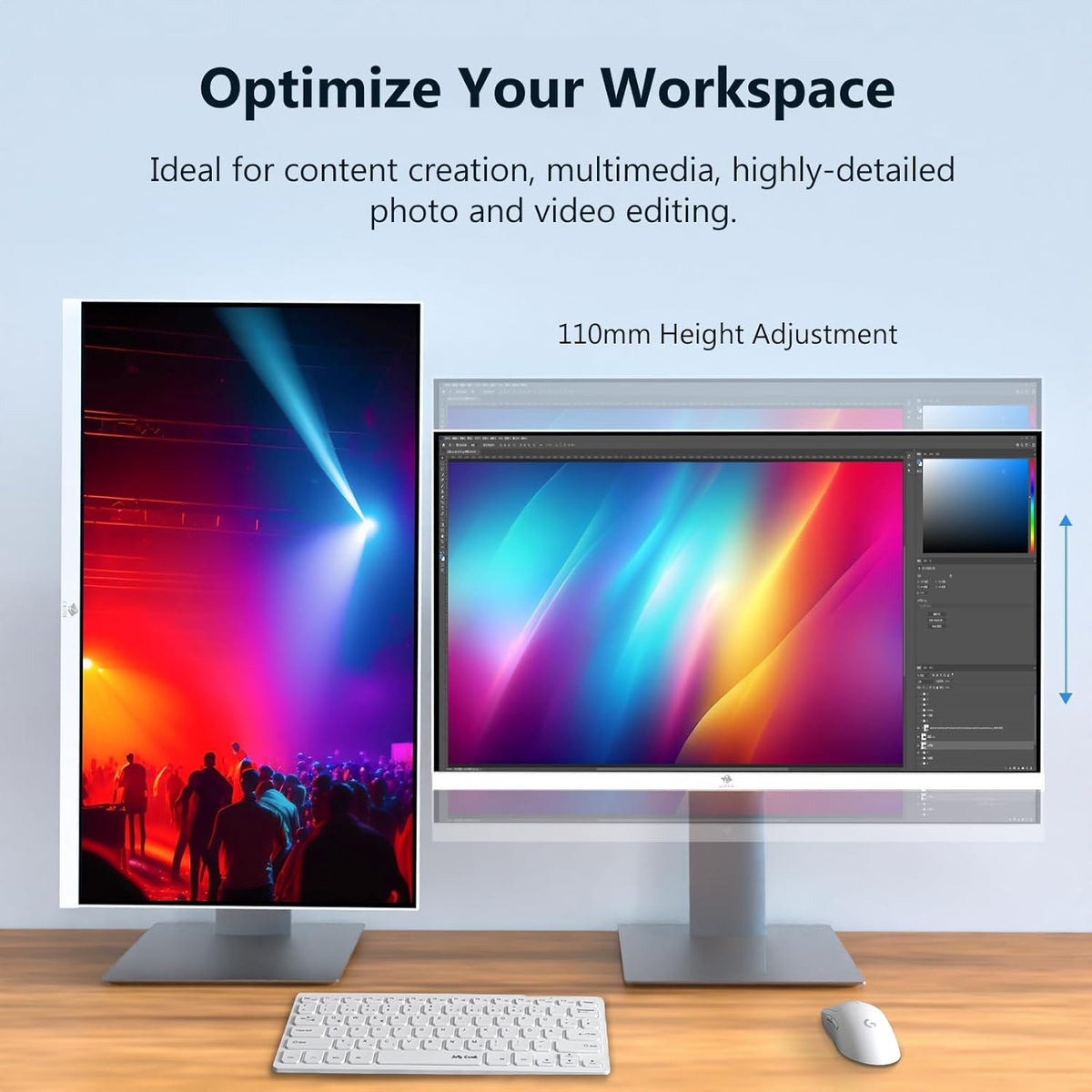 Z-Edge PC Monitor White 27'' IPS 4K UHD (3840x2160), FreeSync, 16:9 Desktop Monitor White, 60Hz, 5ms, 2*HDMI2.0 & 2*DP1.4, Adjustable Standard/Vertical/Horizontal/Rotary (DP Cable Included)
