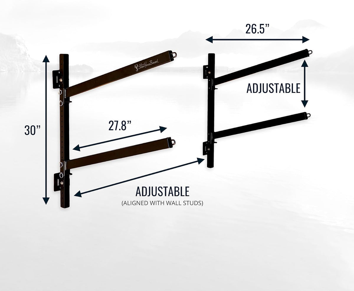 StoreYourBoard Standup Paddleboard en Surfboard Opbergrek, 2 SUP verstelbaar wandmontagesysteem, Heavy Duty houdt 200 lbs
