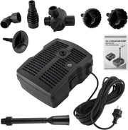 4 in 1- Vijverpomp - Fontein - Waterpomp - Fonteinpomp - voor Tuinornament - Fontein Ontwerp - met Filter - 9W - UV-zuiveringsfilter - 2500L Capaciteit - 1000 l/h - 28 W - 1.6m Hefhoogte - 220-240V - 50 Hz - 30 x 23 x 56.5 cm - Zwart