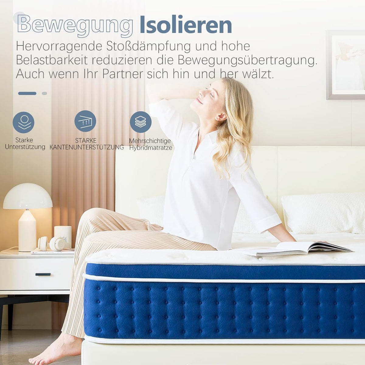 Izer Matras, 120 x 200 x 30 cm, H3-9-zones pocketvering, orthopedisch binnenveringmatras met 7-factoren comfort, 120 x 200 x 30 cm