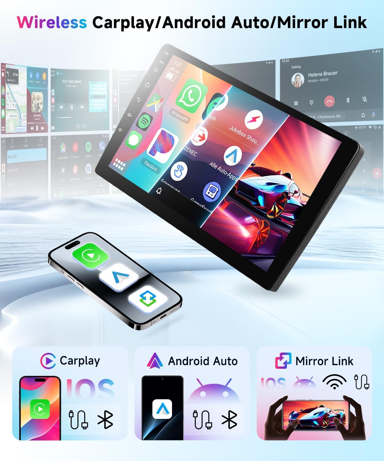 Autoradio – Auto Radio – Car Stereo – Multimedia Speler – Android 15 – 9 Inch HD 2,5D Touchscreen – Draadloze CarPlay & Android Auto
