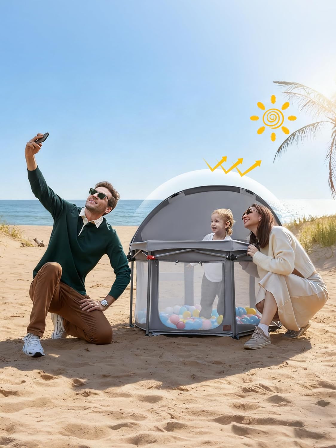 EVER ADVANCED Foldable baby playpen, grey - QUORE