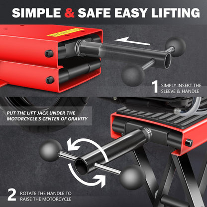 DNA MOTORING TOOLS-00290 Stalen motorfiets ATV schaarhefbrug met zadel en rubberen pad, 2-in-1, 500 kg, hefbereik 9,3-37,5 cm