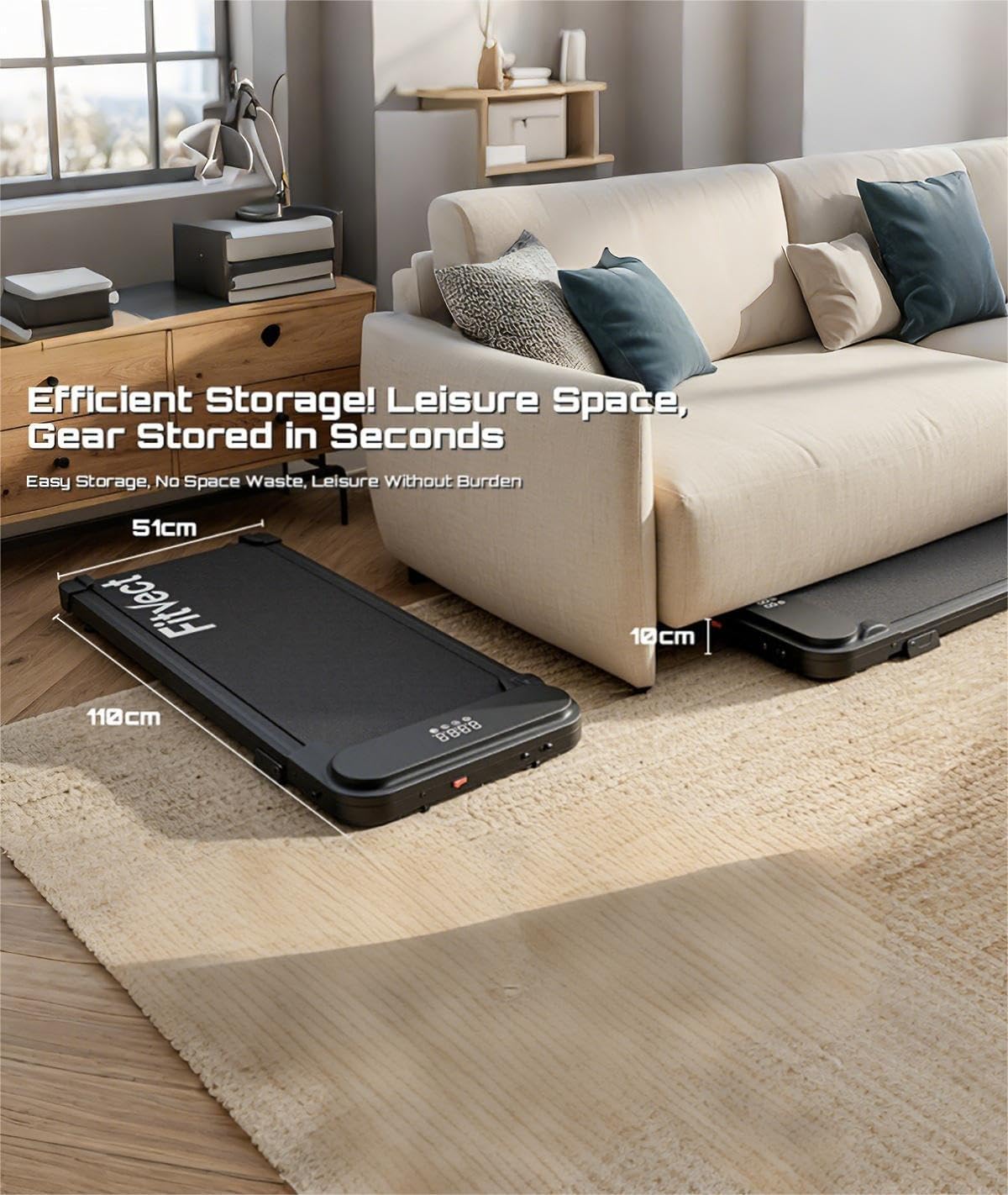Walking Pad for Home and Office | Under Desk Treadmills Treadmill Machine Foldable Treadmill with Handle | Compact Walking Mat Inside 8Km/h treadmill - QUORE