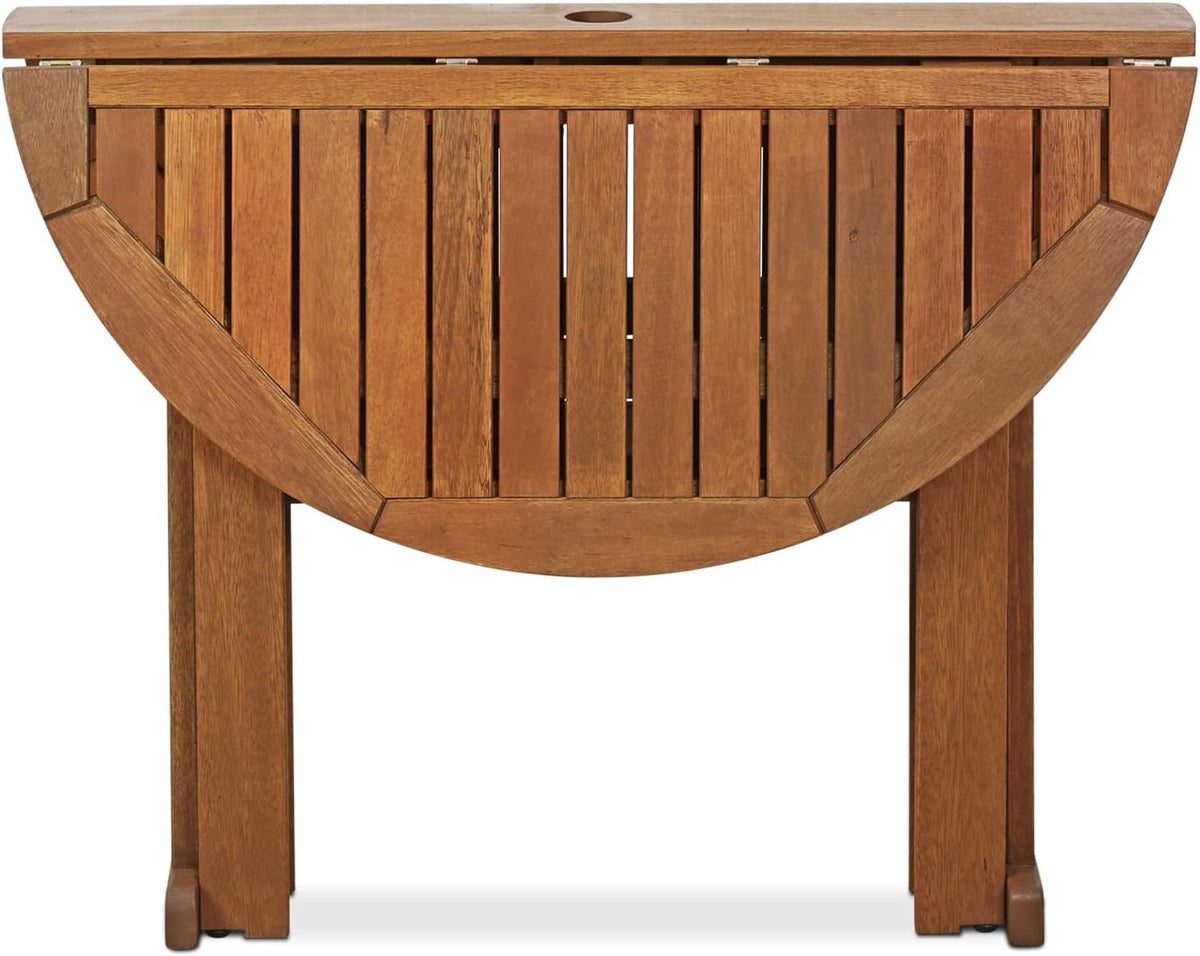 Ronde Tafel – Klapbare Tafel – Bijzettafel – Patio Tafel – Buitentafel – Ruimtebesparend Gate-Leg Design – Duurzaam Maleisisch Hardhout met Teakolie Afwerking