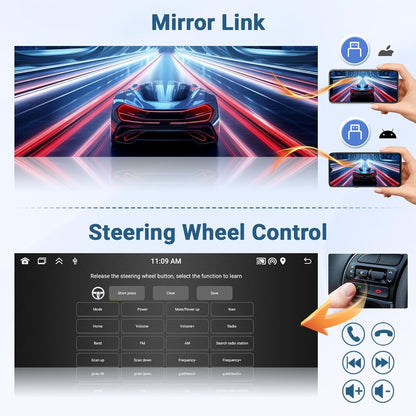 2+64GB Android 1 Din Autoradio Draadloze Carplay Android Auto, 6,9 Inch Touch Screen Display GPS Navi Radio met Bluetooth Mirror Link WiFi FM RDS USB Achteruitrijcamera