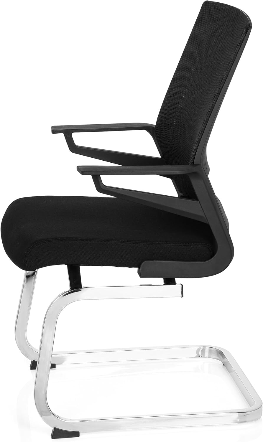 hjh OFFICE 732060 bezoekersstoel Inventor V stof/netrug zwarte stoel cantilever met lendensteun