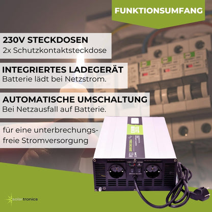 solartronics spanningsomvormer USV 12V NPS 1500/3000 Watt zuivere sinus UPS inverter