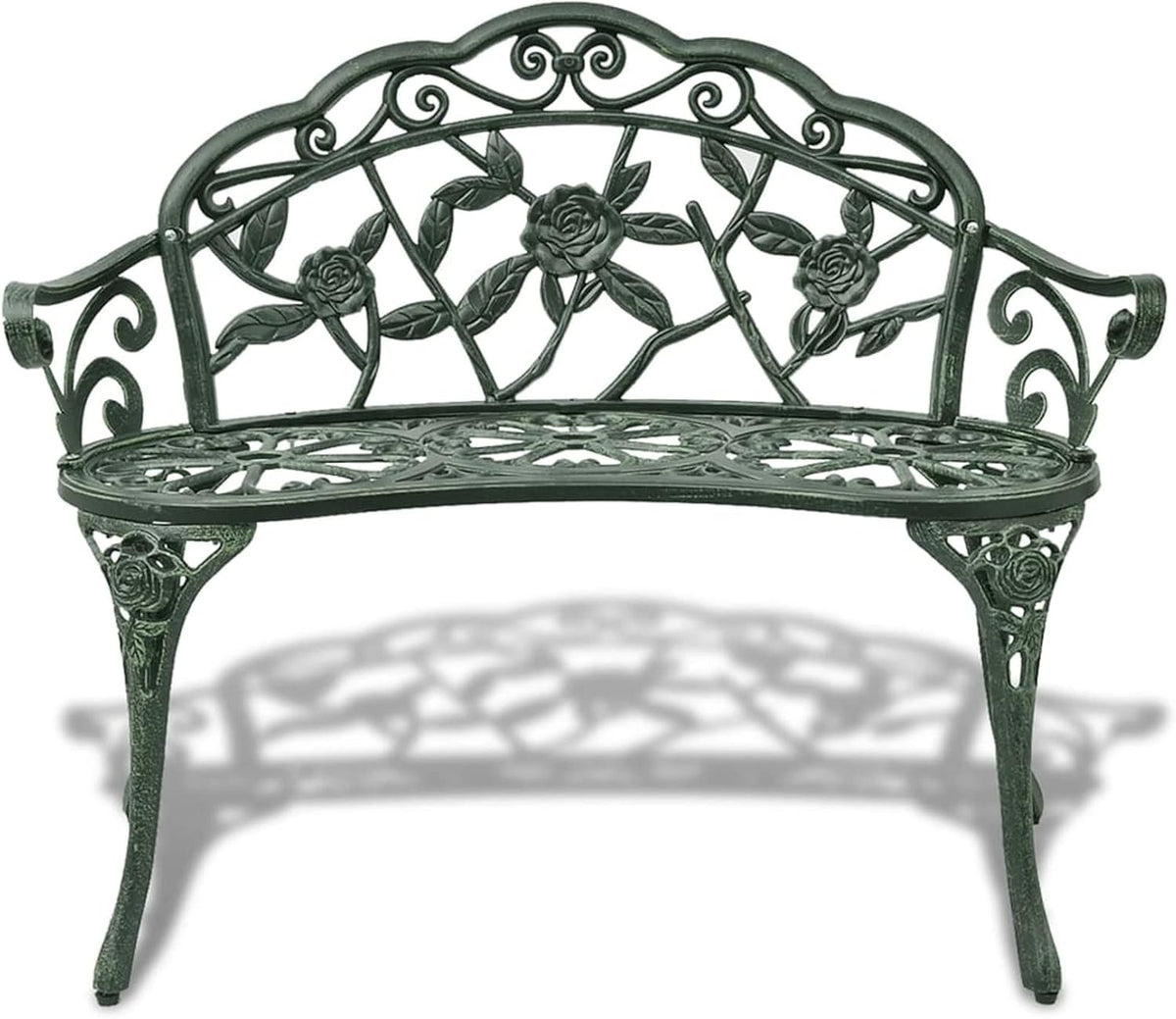 Furniture Decoration Garden Bench 100 cm Green Cast Aluminium for Indoor and Outdoor Furniture for Living Room Office - QUORE