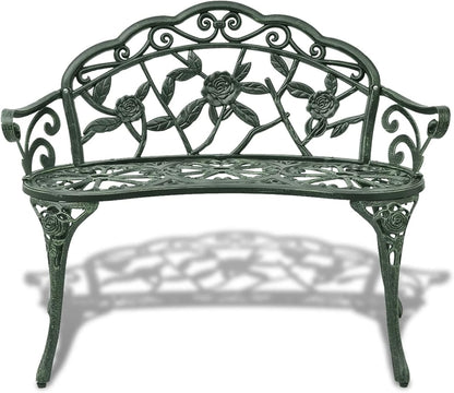 Garden Bench 100 cm Bench Balcony Garden Bench Bench Outdoor Garden Benches Outdoor Aluminium Cast Green - QUORE