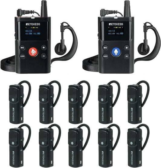 Retekess TT126 Two Way Guide System, draadloos tourgidsysteem, 280 m, heldere geluidskwaliteit, twee-weg communicatie-apparaat, voor fabriek, vergaderingen, training