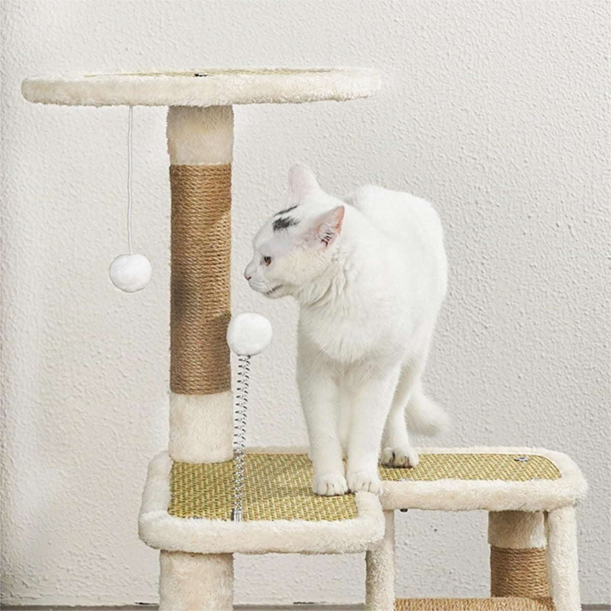 Kattenboom – Kleine Kattenboom – Krabpaal – Kattentoren – Kattenspeelmeubel – Compact en Stevig Ontwerp – Pluche Bekleding met Sisaltouw