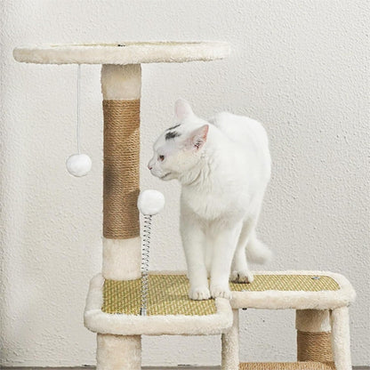 Kattenboom – Kleine Kattenboom – Krabpaal – Kattentoren – Kattenspeelmeubel – Compact en Stevig Ontwerp – Pluche Bekleding met Sisaltouw