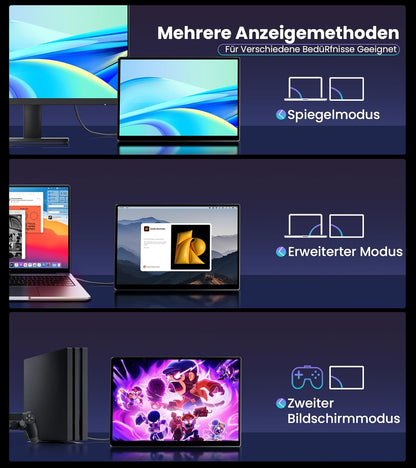 Draagbaar touchscreen, 35,6 cm, FHD 1920 x 1200 100% sRGB 16:10, draagbaar IPS-touchscreen voor computer met HDMI, VGA, DVI voor PC/PS4/R Pi/gameconsole