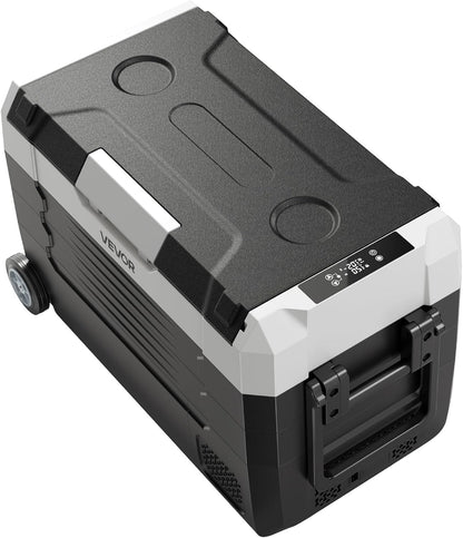 VEVOR Compressor-koelbox, 12/24 V DC 100-240 V AC, autokoelkast, 35 l, met app-bediening, wielen en 2 temperatuurzones (-20 °C tot 20 °C), draagbare koelkast voor camper, boten, camping, vissen