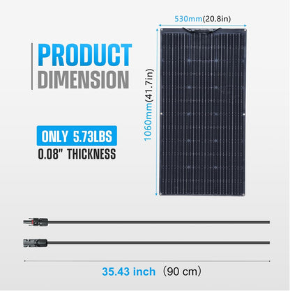 XINPUGUANG 200W zonnepaneelkit systeem 2 stuks 100W 18v flexibele monokristallijne zonnepaneel voor camper, boot, tent, auto, aanhangwagen, 12v batterij opladen
