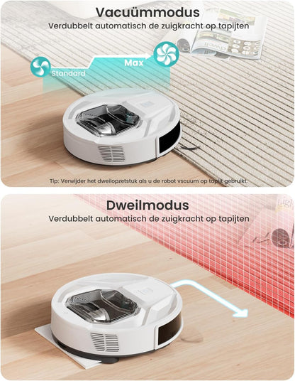 LEFANT M320 Robotstofzuiger, 6000 Pa robotstofzuiger met nauwkeurige navigatie van afstand, zichtbaar 800 ml stofreservoir, 210 minuten, wifi/app, ideaal voor dierenharen, tapijten