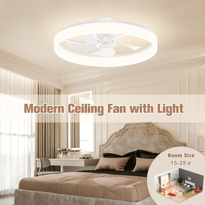 VOLISUN Plafondventilator met verlichting en afstandsbediening, 6 windniveaus en dimbaar, moderne plafondlamp met ventilator, stille led-plafondventilator voor slaapkamer en woonkamer (zwart, 50 cm)