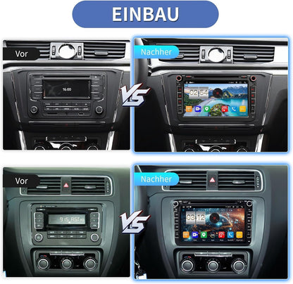 8 inch 4G + 64G Android 14 autoradio met navigatie voor VW T5 Golf 5 6 Polo Sharan Seat Passat Tiguän, dubbele DIN-radio, IPS-scherm, mediareceiver met CarPlay Android Auto Bluetooth PDC RDS-CD