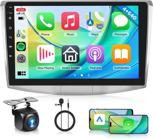 4+64G Wireless Carplay Android Car Radio for VW Passat B7 B6 2010-2015/VW Magotan CC 2010-2014 10.1 inch Car Radio with Android Car GPS Mirror Link Bluetooth FM/RDS/DAB/DVR/EQ/USB Rear View Camera - QUORE