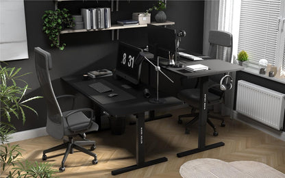 MARK ADLER Leader 7.6 Black Stand Desk Height Adjustable 160 x 80 cm 3 Memory Control Touch Screen Cable Pass-Through Headphone Hook Cup Holder Black - QUORE