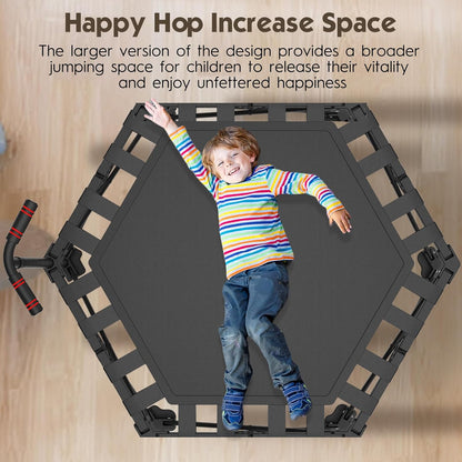 Fitness trampoline indoor 106 cm, inklapbaar met verstelbare handgreep, stabiele en stille rebounder voor kinderen en volwassenen, tot 600 kg statische belasting, 115 cm hoog
