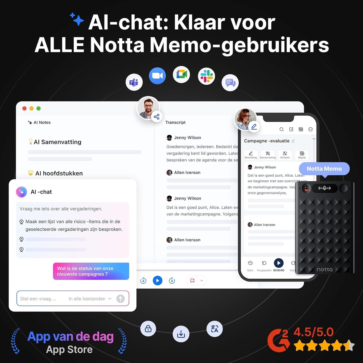 AI-Spraakrecorder – Digitale Voice Recorder, Dicteerapparaat, Audiorecorder, Geluidsrecorder – Met Etui – AI-Transcriptie & Samenvatting – 58 Talen, 32 GB Geheugen Tot 2000 Uur Opname