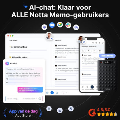 AI-Spraakrecorder – Digitale Voice Recorder, Dicteerapparaat, Audiorecorder, Geluidsrecorder – Met Etui – AI-Transcriptie & Samenvatting – 58 Talen, 32 GB Geheugen Tot 2000 Uur Opname
