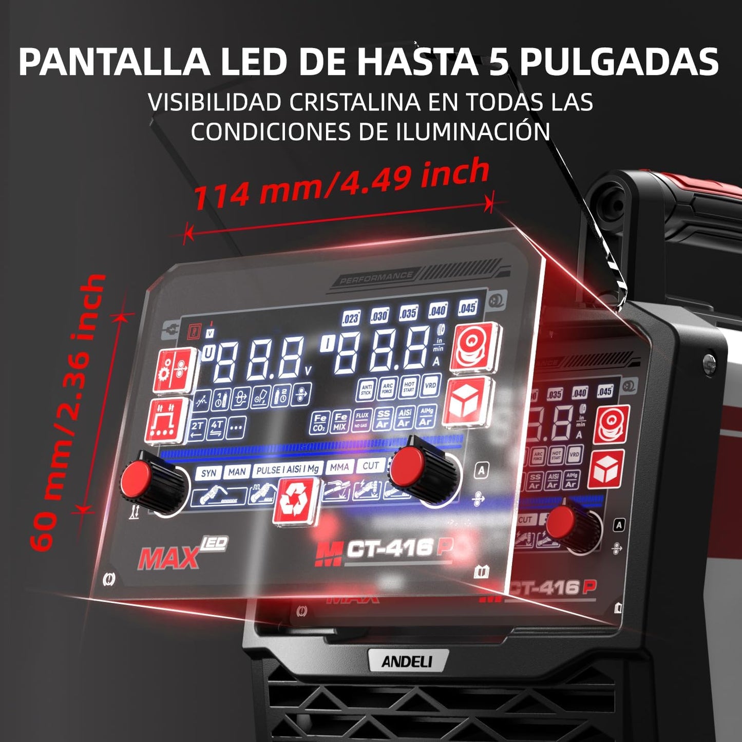 ANDELI MCT-416P 160A 6-in-1 lasapparaat - PulsMIG/HFTIG/plasmasnijden/MMA - 110/220V dual-spanning - aluminium lasapparaat