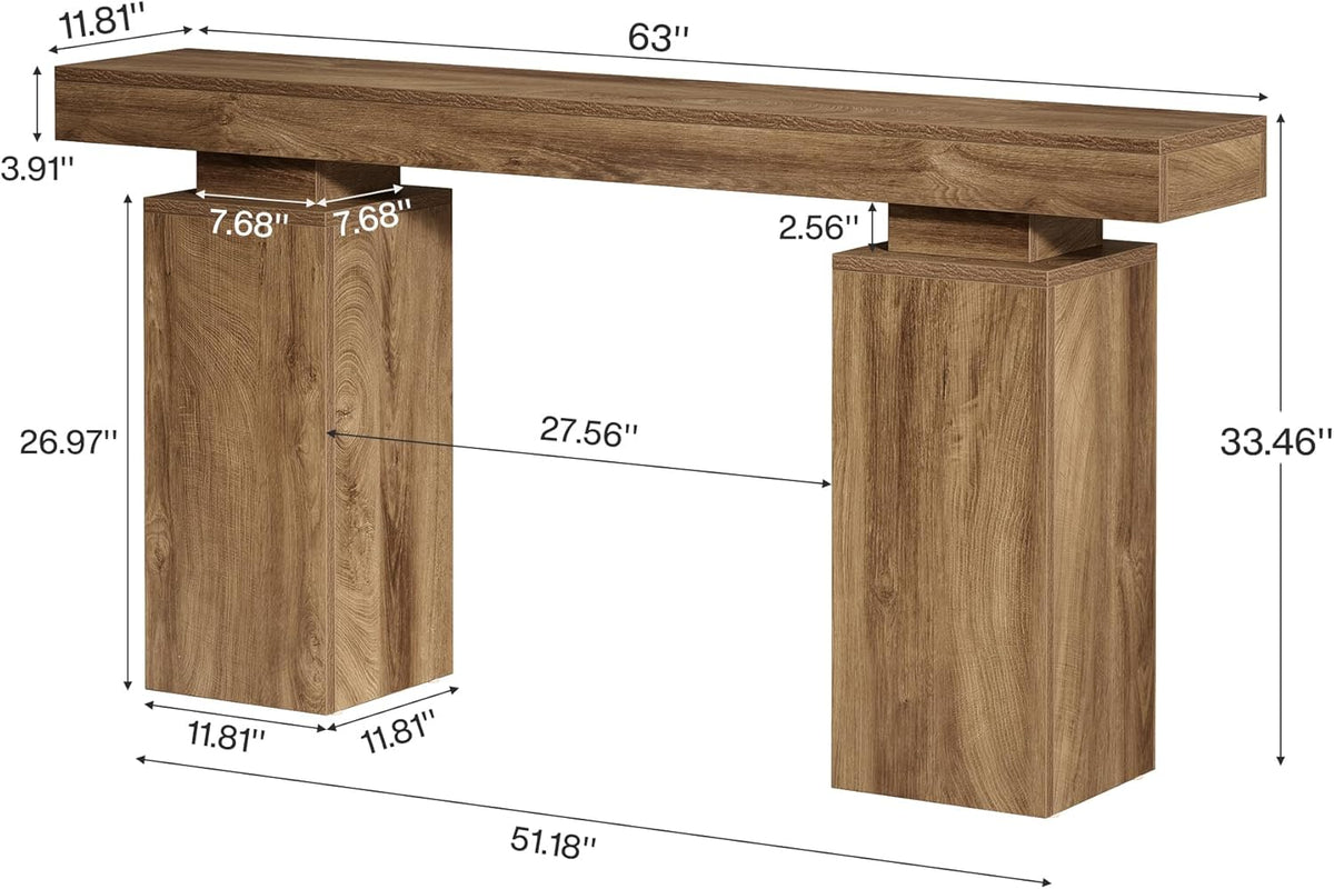Tribesigns 160cm Long Console Table, Farmhouse Entrance Table Rear Sofa, Wooden Foyer Standard Entry Station, Modern Hallway Accent Furniture for Living Room Decor, Entrance, Natural Wood Finish