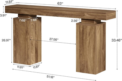 Tribesigns 160cm Long Console Table, Farmhouse Entrance Table Rear Sofa, Wooden Foyer Standard Entry Station, Modern Hallway Accent Furniture for Living Room Decor, Entrance, Natural Wood Finish