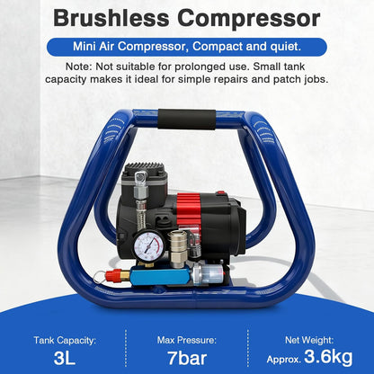 Accucompressor – Persluchtcompressor – Luchtpomp – Draagbare Compressor – Olievrije Compressor – Compatibel Met Makita 18 V – Max Druk 8 Bar – 3 Liter Tank – Stil Geluid 65 dB