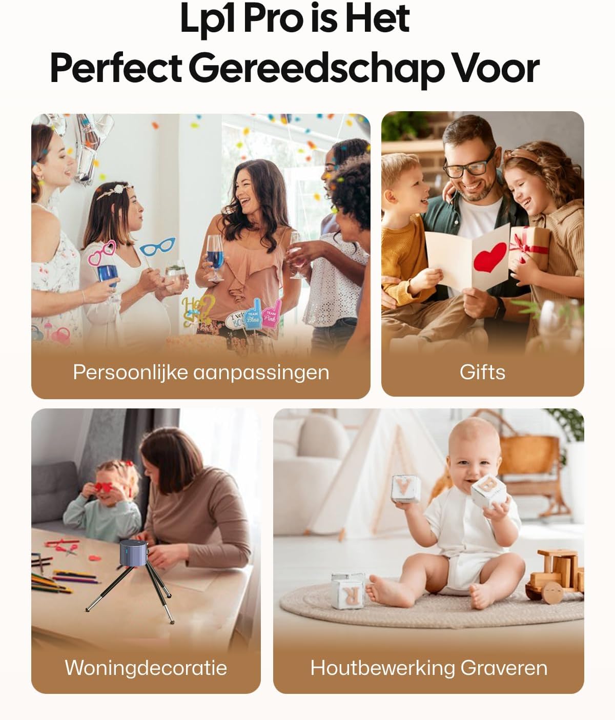 LaserPecker 1 Pro – 190g Compacte Draagbare Laser Engraver, 0,15mm Precisie, Bluetooth, 100x100 mm Graveeroppervlak, Plug & Play, Geschikt voor Hout, Leer, Karton en Meer