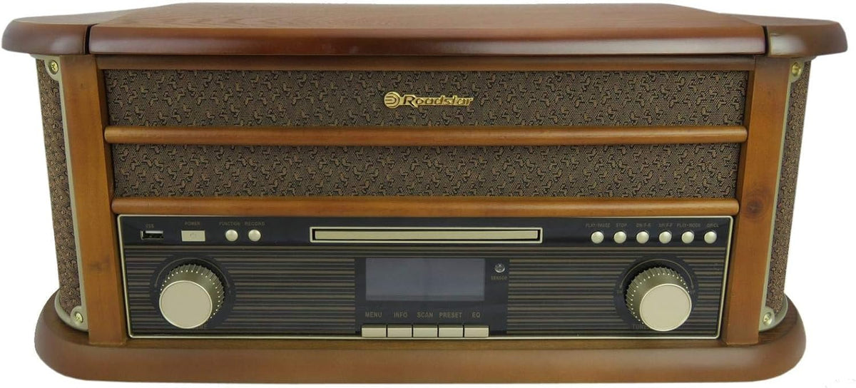 Roadstar HIF-1993 D+BT Draaitafel (retro compact systeem met cd-speler, DAB+, Bluetooth, cassettedeck, USB en directe encoding-functie)
