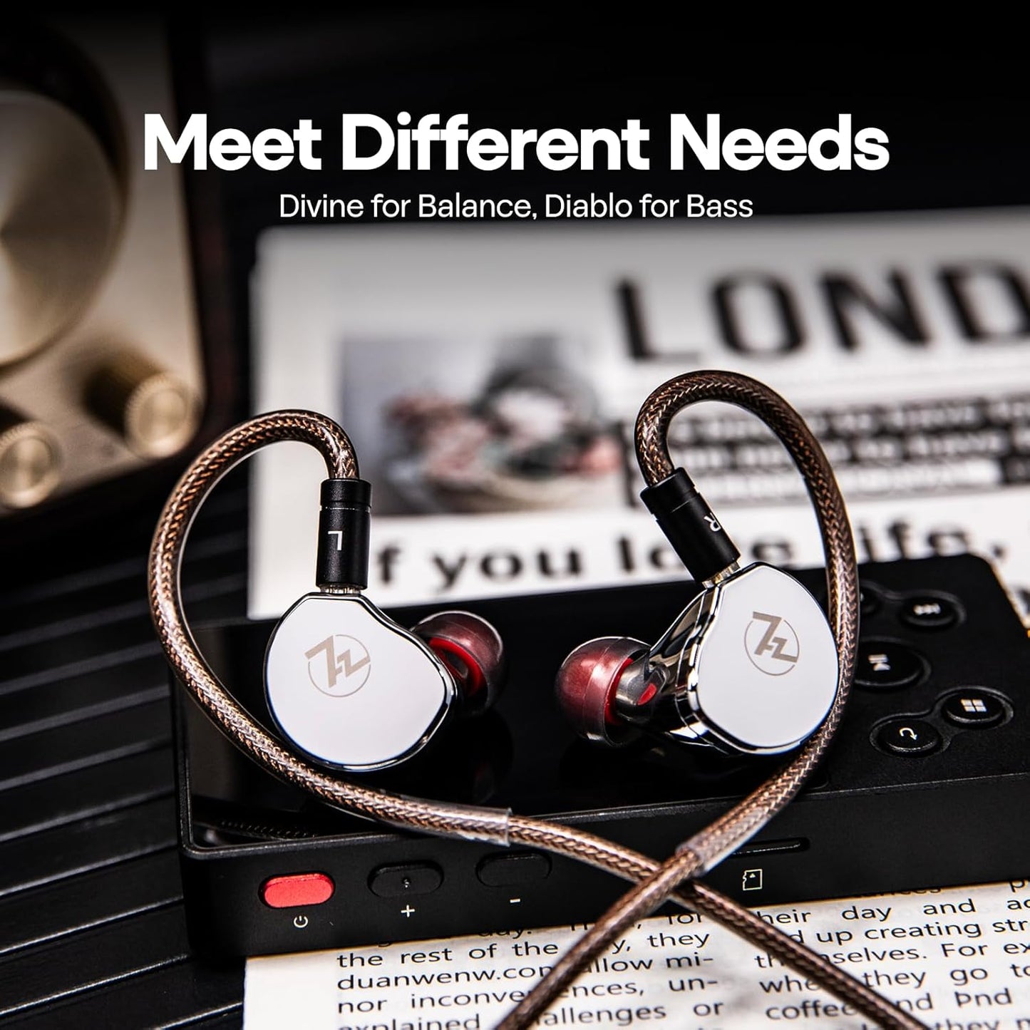 Linsoul 7Hz x Crinacle: Diablo/Divine In Ear Monitor,Hoofdtelefoon met 14,5 mm Planar Magnetische Drivers,IEM HiFi met Afneembare 2pin Monokristallijne Koperen Kabel voor Audiofielen (Divine, Zilver)