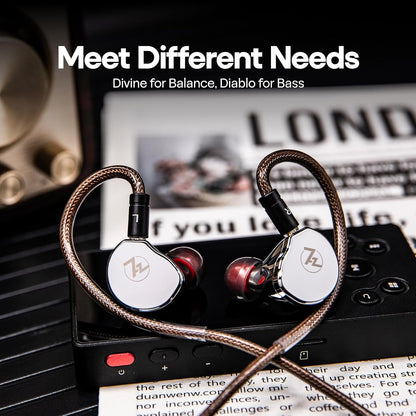 Linsoul 7Hz x Crinacle: Diablo/Divine In Ear Monitor,Hoofdtelefoon met 14,5 mm Planar Magnetische Drivers,IEM HiFi met Afneembare 2pin Monokristallijne Koperen Kabel voor Audiofielen (Divine, Zilver)