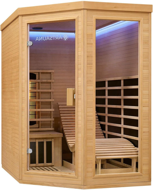 Artsauna Infrared Cabin with Triplex Heating System and Sun Lounger for 2 Persons, 130 x 190 cm, Infrared Heat Cabin - QUORE