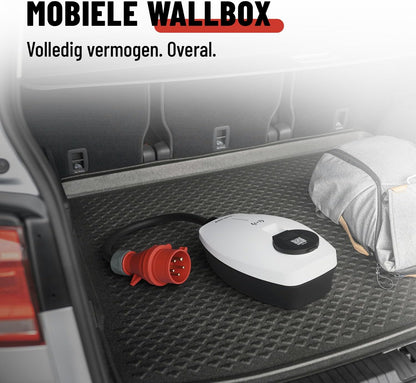 ABSINA Mobiele Wallbox 11kW 16A met App-bediening - Wallbox met CEE-stekker, RFID & instelbare laadsnelheid - Elektroauto Wallbox 3-fasen voor i3, e-Up, ID.3, ID.4, Zoe, fortwo UVM - Wallbox CEE